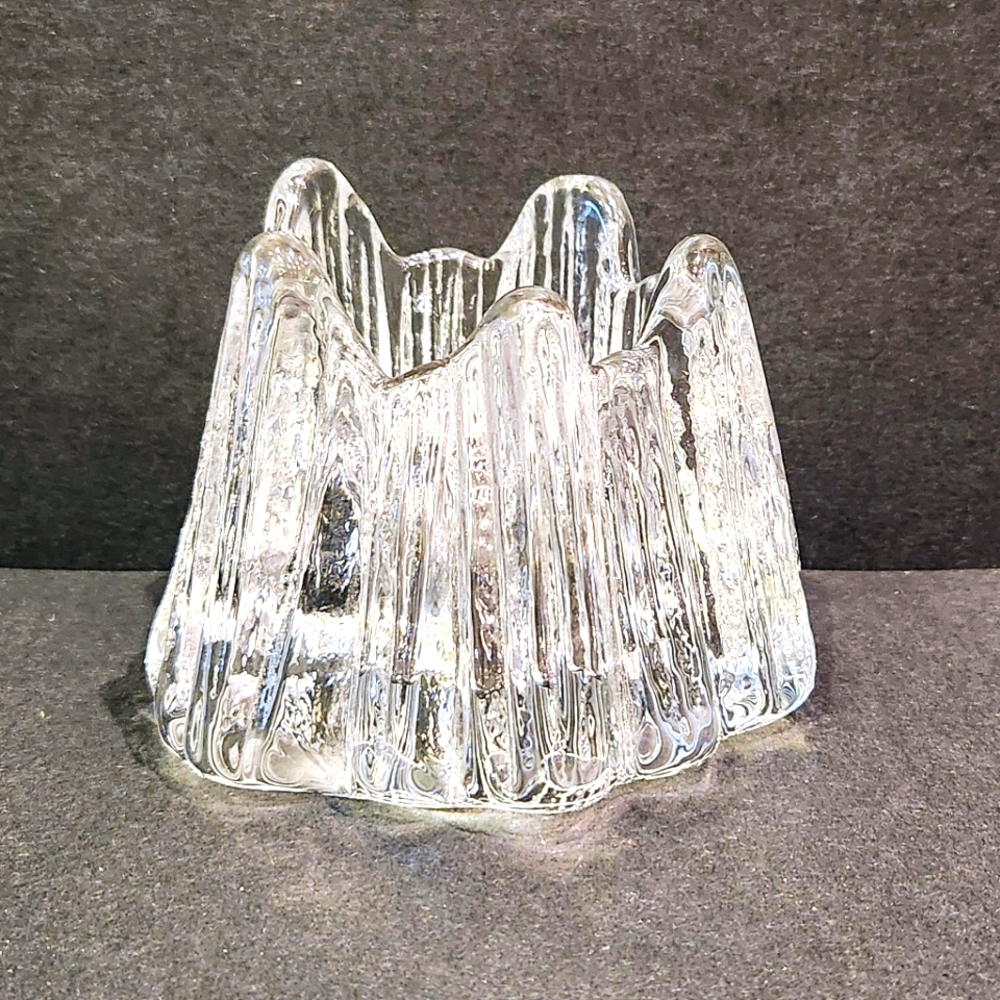Volcano glass 1970's Votive crystal tea light holder, made by NYBRO